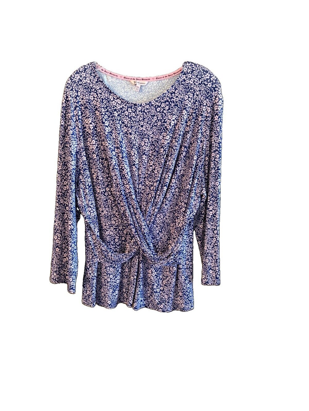 Juicy Couture Women's Top Shirt Long Sleeve Knit Pink blue floral size XXL